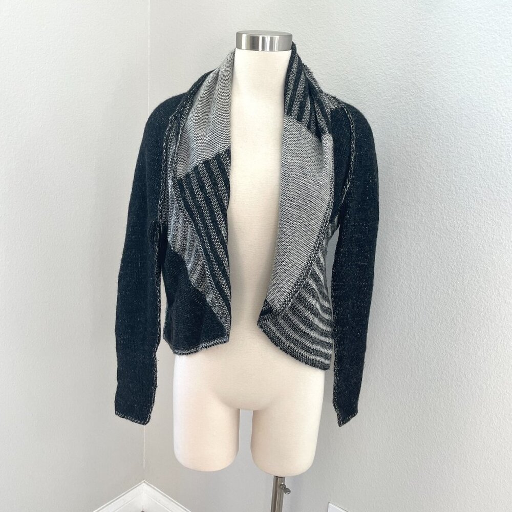 CAbi Womens Medium Patchwork Cocoon Cardigan Wool Blend Shrug Knit Sweater